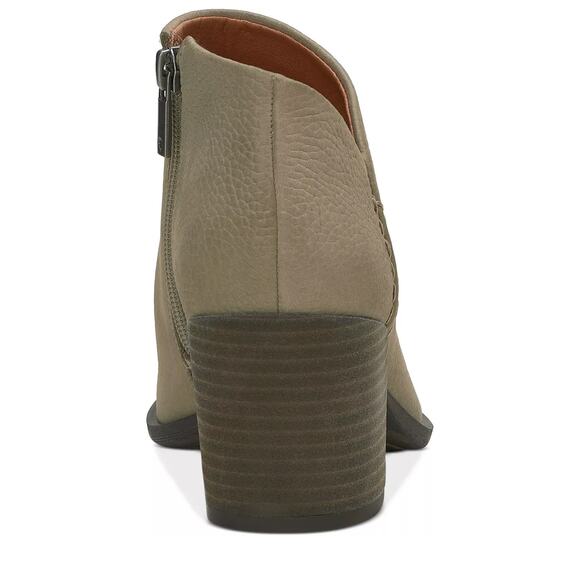 Lucky Brand Bellita Heeled Leather Ankle Bootie Block Heel Taupe Womens Size US6 - Picture 4 of 12